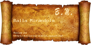 Balla Mirandola névjegykártya